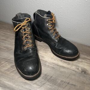 VTG Georgia Black Leather Ankle SAFETY TOE Boots Size 10 R ANSI Z41 Oil Resist